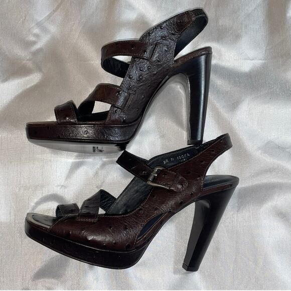 Donald‎ Pliner Espresso Ostrich Heels - Size 9 1/2 M - New Without Box - Picture 5 of 14